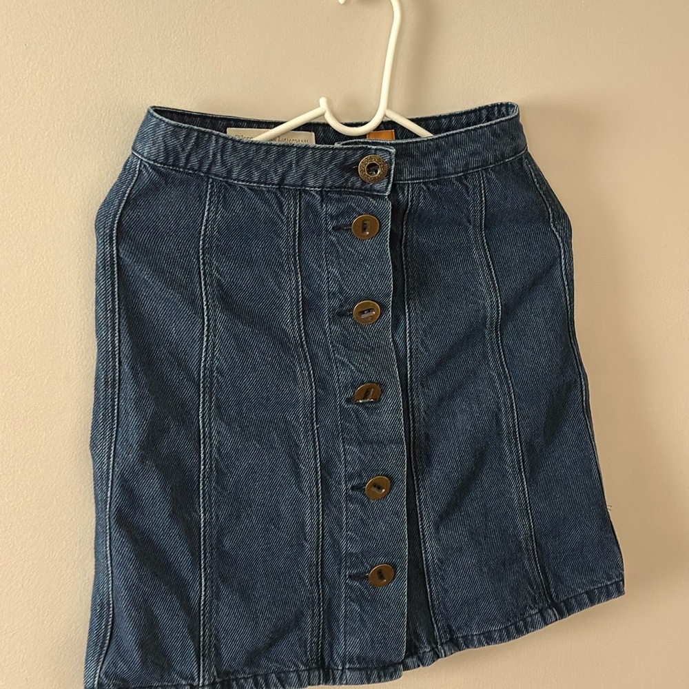 Denim Button-Front Skirt